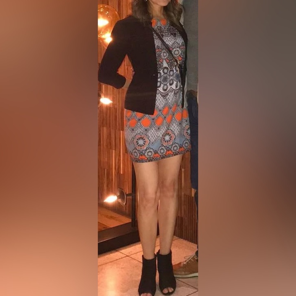Banana Republic Factory Orange and Black Geometric Mini Dress